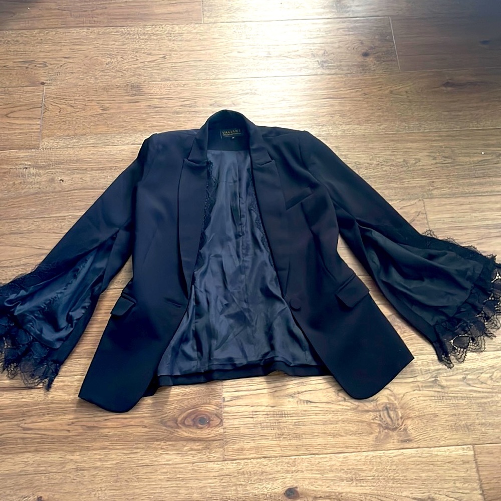 Black Valiant Blazer w/ Lace accents
